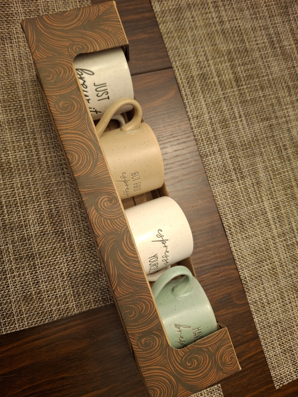 Speckled Ceramic ESPRESSO Mug Set - Neutral & Mint Colors